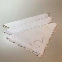 Vtg Madeira Embroidery Linen Tea Cocktail Napkins Set of 3 Vine Wreath F... - $15.15