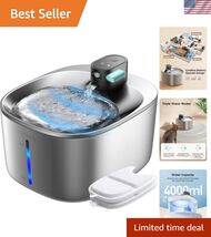 Cat Water Fountain Battery Operated, 4L/135fl oz Stainless Steel Pet Wat... - $78.54
