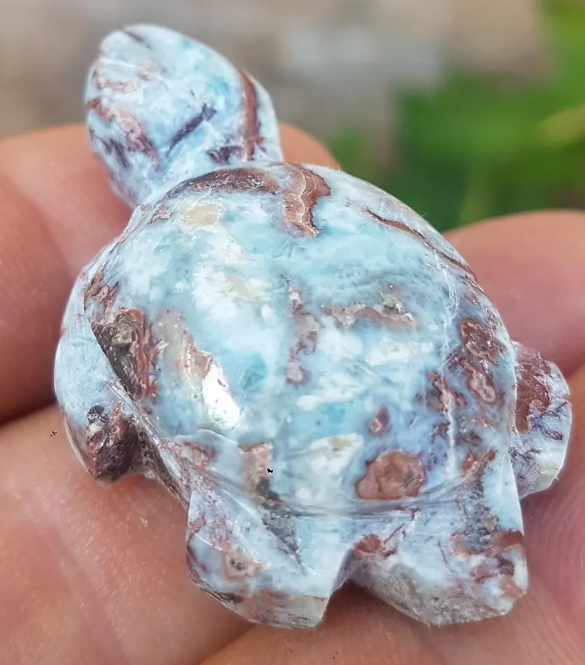 natural LARIMAR handcarved Gemstone TURTLE for decoration 22 grams (jola... - $418.33 MXN