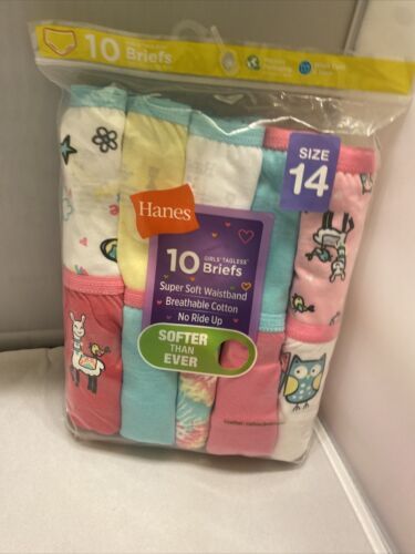 Hanes Girl Briefs Panties Kids Cotton Underwear 10-Pack Tagless