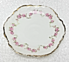 A. Lanternier Limoges China Pink Rose Garland Butter Pat Butterpat w Gol... - $18.32