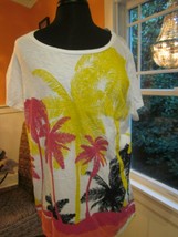 Crown &amp; Ivy Plus Size Palm Tree Tropical Printed Crew Neck T-Shirt Size ... - £19.97 GBP