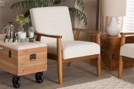 Hanley Cream Boucle Fabric and Walnut Brown Armchair - $4,974.31 MXN