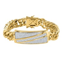 5CT Corte Redondo Moissanita Diamante Hombres Enlace Pulsera 14K Amarillo Oro - £906.15 GBP