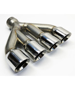 Exhaust Tip Center 3.00 inlet 3.50 Quad 15.00 Long  WCQUAD35015-300-SS Rolled Sl - $197.01