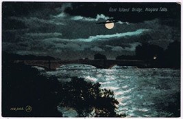 Postcard Goat Island Bridge By Moonlight Niagara Falls - £3.10 GBP