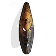 West African Wall Art Hand Carved Neem Wood Dark Spotted Rhino Mask from Ghana - £172.27 GBP