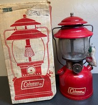 Vintage 1970 Red Coleman Lantern 200A195 with Original Box Made in USA - $243.63