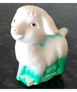 Vtg 1977 Rubber Animal Squeaky Toy Sheep Easter White Green 3&quot;  Lamb Taiwan - £7.39 GBP