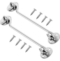 2 Pack 8&quot; Stainless Steel Safety Barn Door Hook and Privacy Eye Latch Lock - £5.30 GBP
