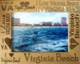 I Love Virginia Beach Laser Engraved Wood Picture Frame (5 x 7) - £25.16 GBP