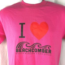 I Heart Love Beachcomber San Diego Bar Hot Pink T-Shirt Small Mens Mission Beach - £19.15 GBP