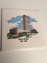Vintage Trivet Ceramic Accent Wall Tile New York United Nations 6x6 AA - $13.29