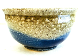 Studio Art Pottery Tea Bowl Chawan White Blue Brown 2.5&quot;H 4.5”W Handmade... - $26.99