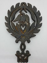 Vintage The Hermitage Cast Iron Eagle &amp; Heart Footed Trivet - £13.06 GBP