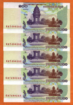 CAMBODIA 2001 Lot 5 UNC 100 Riels Banknote Paper Money Bill P-53a - £1.37 GBP