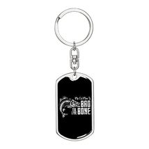 Bad to The Bone Swivel Keychain Dog Tag Stainless Steel or 18k Gold - £35.79 GBP
