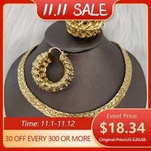 Dubai Gold Color Jewelry Set for Women Punk Chain Necklace and Earrings 2PCS Set - £45.07 GBP