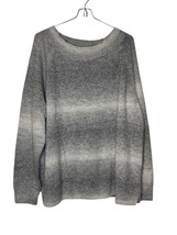 Chaps Womens Sweater Crew Neck Pullover Knit Boxy Fit Long Sleeve Ombre Grey XXL - $28.70