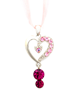 Glamorous new pink Fuchsia Swarovski element crystal heart pendant lace ... - £8,012.13 GBP