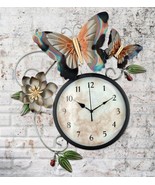 Beautiful Vibrant Color Metallic Butterfly Clock, Wall Decor - $75.28 CAD