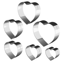 Stainless Steel Heart Cookie Cutter Shapes - Set Of 6 Sizes - £15.93 GBP