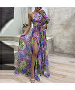High Split Loose Hem One Shoulder Print Beach Party Dress - $1,950.60 MXN+