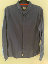 SUPERDRY Button Down Shirt-Blue Streetwear Long Sleeve Slim Fit Mens EUC... - £9.89 GBP