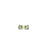 Ear Studs, Flower Earrings, Sterling Silver, Green and White - £26.17 GBP