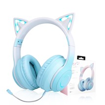 Cat Ear Kids Bluetooth Headphones For Girls For School, Foldable Wired Gaming He - £48.75 GBP