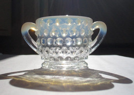 1940&#39;s Hobnail Moonstone Sugar Bowl Opalescent and Clear Glass Anchor Hocking - £8.96 GBP