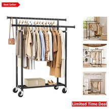 Sturdy Rolling Clothing Rack with Wheels - 240 LB Capacity - Space-Savin... - $93.01