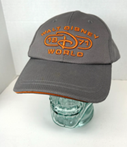 Disney Parks Walt World Adult Strap Back Hat Cap Gray w/ Orange Embroide... - $12.82