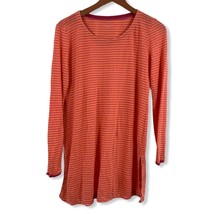 Eileen Fisher Orange Pink Striped Long Sleeve Linen Tunic XS - £18.44 GBP