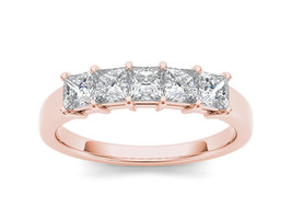 Authenticity Guarantee 
14K Rose Gold 1 1/4ct Princess Diamond Five-Stone Wom... - £1,374.79 GBP