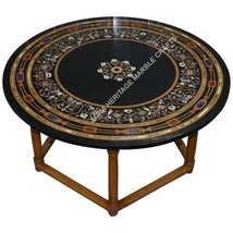 Marble Living Room Round Table Top Multi Marquetry Inlay Occasional Decor E620 - £1,296.75 GBP+