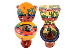 Mexican Talavera Ceramic Toilet Hand Painted - Rancheros Amarillo - - $22,462.85 MXN