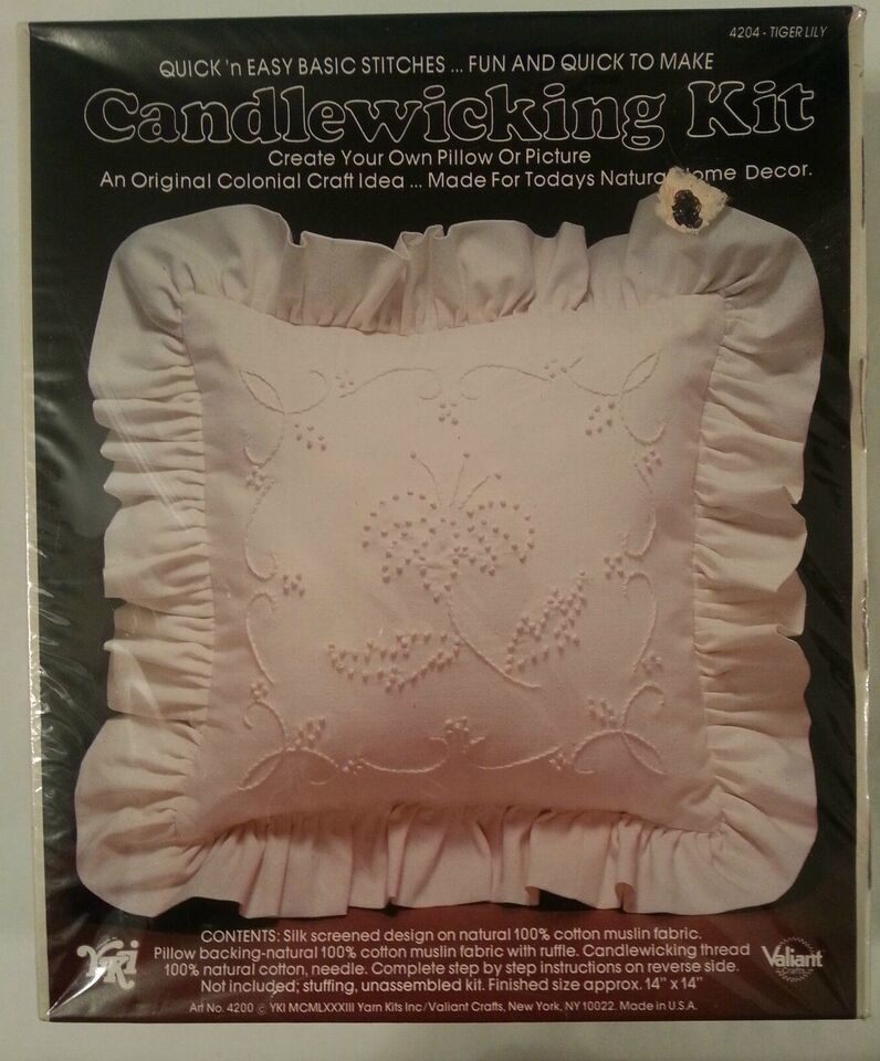 TIGER LILY Pillow Colonial Candlewicking Stitchery Kit Valiant Crafts #4204 NEW - $15.47