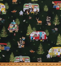 Cotton Lake House Camping Campers Forest Travel Fabric Print by the Yard D409.03 - £11.95 GBP