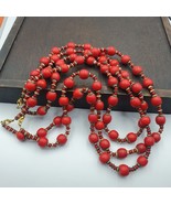 Vintage African Antique Trade Beads Old Red white heart beads Necklace - $1,053.36 MXN