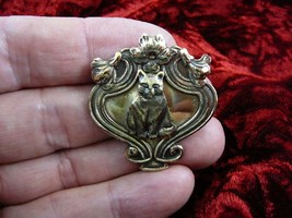 (b-cat-3) GRUMPY Kitten sitting kitty cat cats love brass pin brooch jewelry - £14.10 GBP