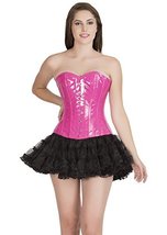 Pink Faux Leather Sexy Gothic Costume Overbust Corset Waist Training Bustier Top - £56.29 GBP