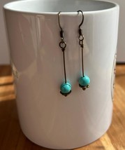 Simple pendant Turquoise or Black Agate Earrings - £12.35 GBP