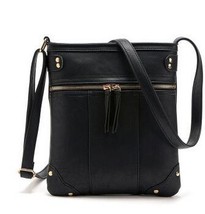 Le bags for women vintage messenger bag double zipper pu leather handbag cross body bag thumb200