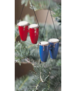 Open box! Restoration Hardware Conga Drums Ornaments Red and Blue set of... - $14.99