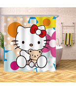 Hello Kitty Waterproof Shower Curtain Set Bathroom Decor Curtain W/Hooks... - £13.27 GBP+
