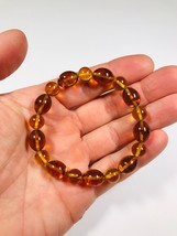 Amber Bracelet Natural Baltic Amber pressed colorful elastic beads 10.11gr B-165 - £23.44 GBP