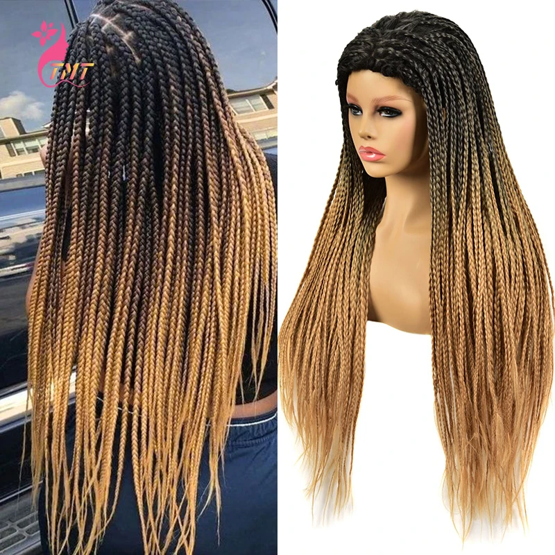Long Straight Synthetic Box Braided Braids Wigs 26&#39;&#39; High Quality Synthet - £47.57 GBP+
