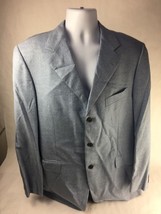 Faconnable Mens Suit Jacket Blue Heathered 3 Button Lined Cashmere Blazer 53 - £40.78 GBP