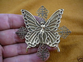 (b-but-355) Butterfly fairy lady love filigree cross pin pendant brooch ... - $21.49